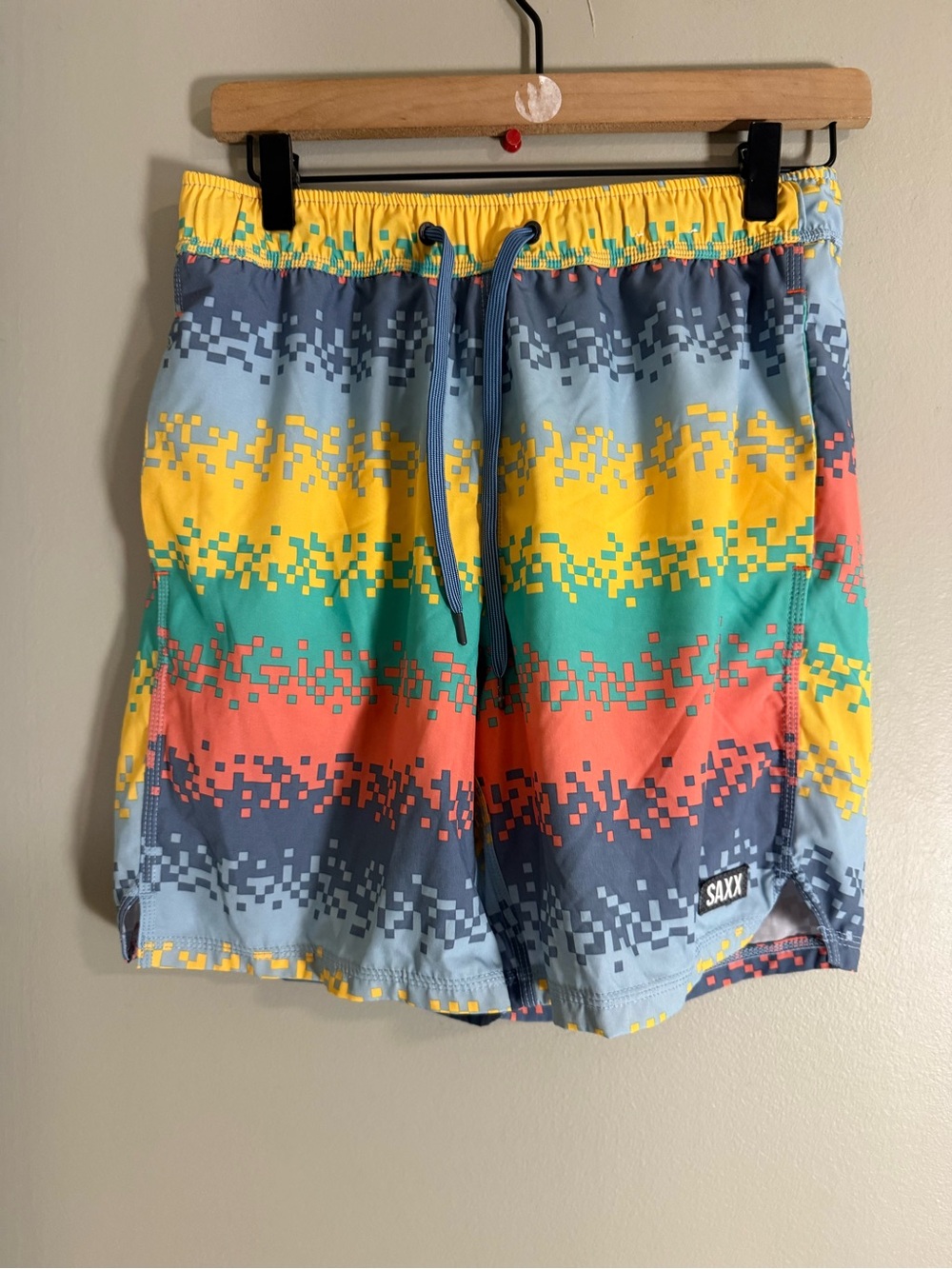 SAXX Oh Buoy 2N1 Volley Swim Trunks Pixel Print BallPark Pouch Small